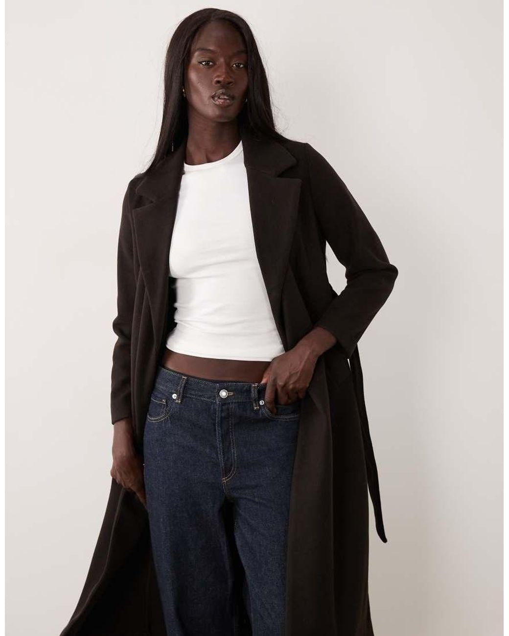 Vero Moda Black Belted Formal Maxi Coat