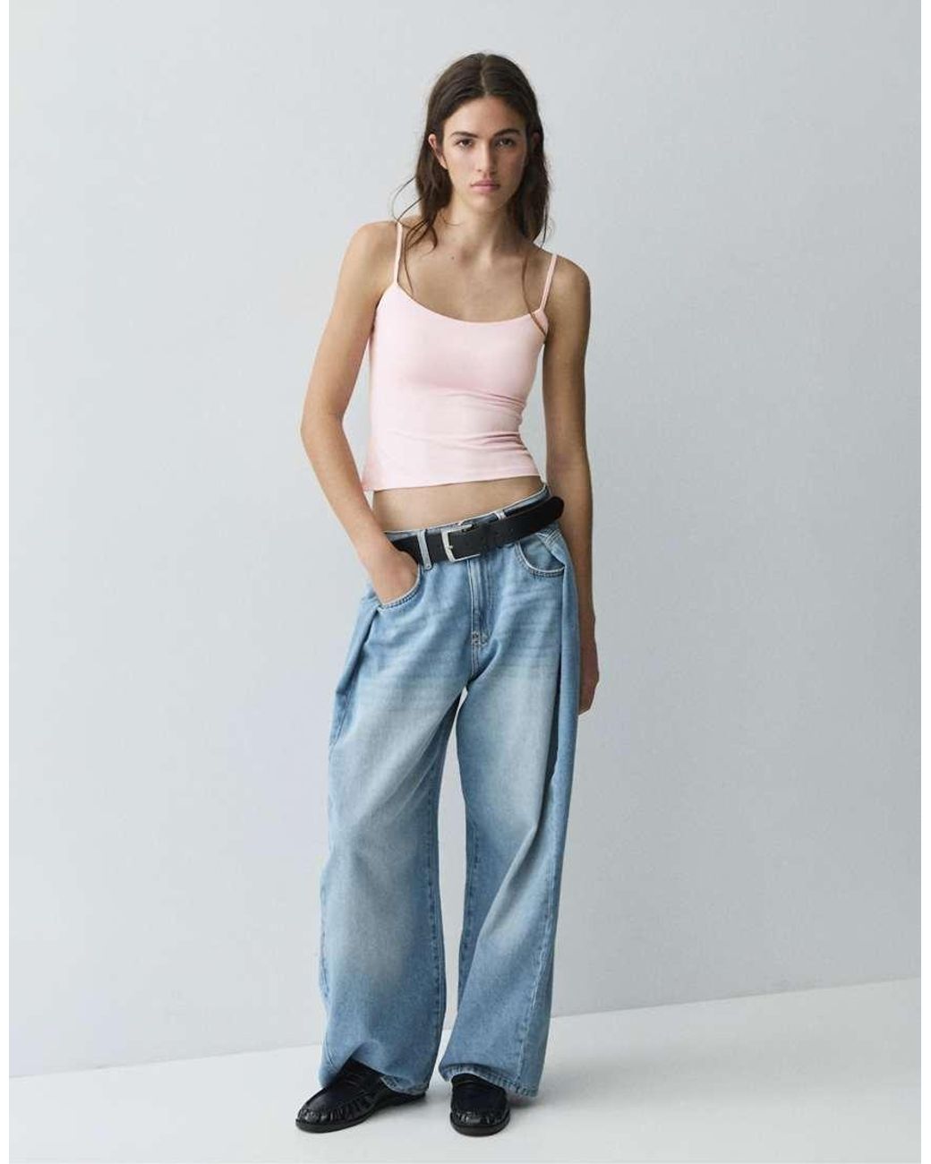 Pull&Bear Pink Adjustable Thin Strap Top