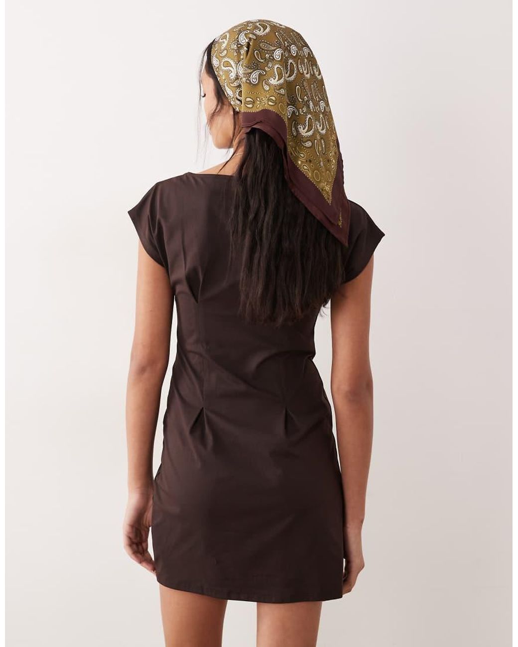 ASOS Brown Boat Neck Mini Dress