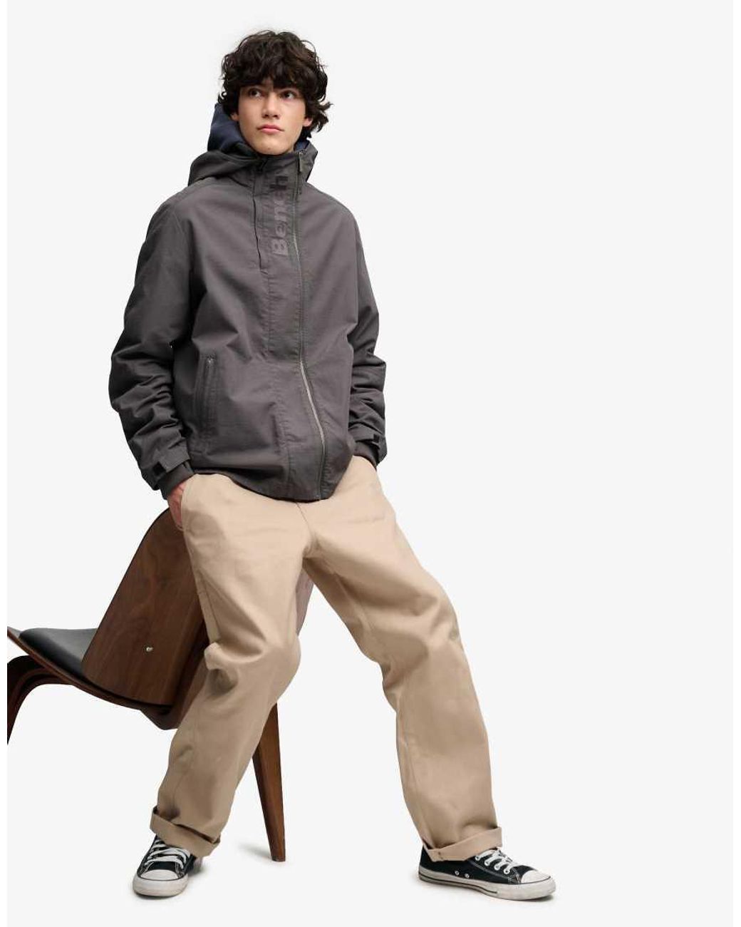 Bench x Superdry & Co Gray Hooded Ripstop Jacket for men