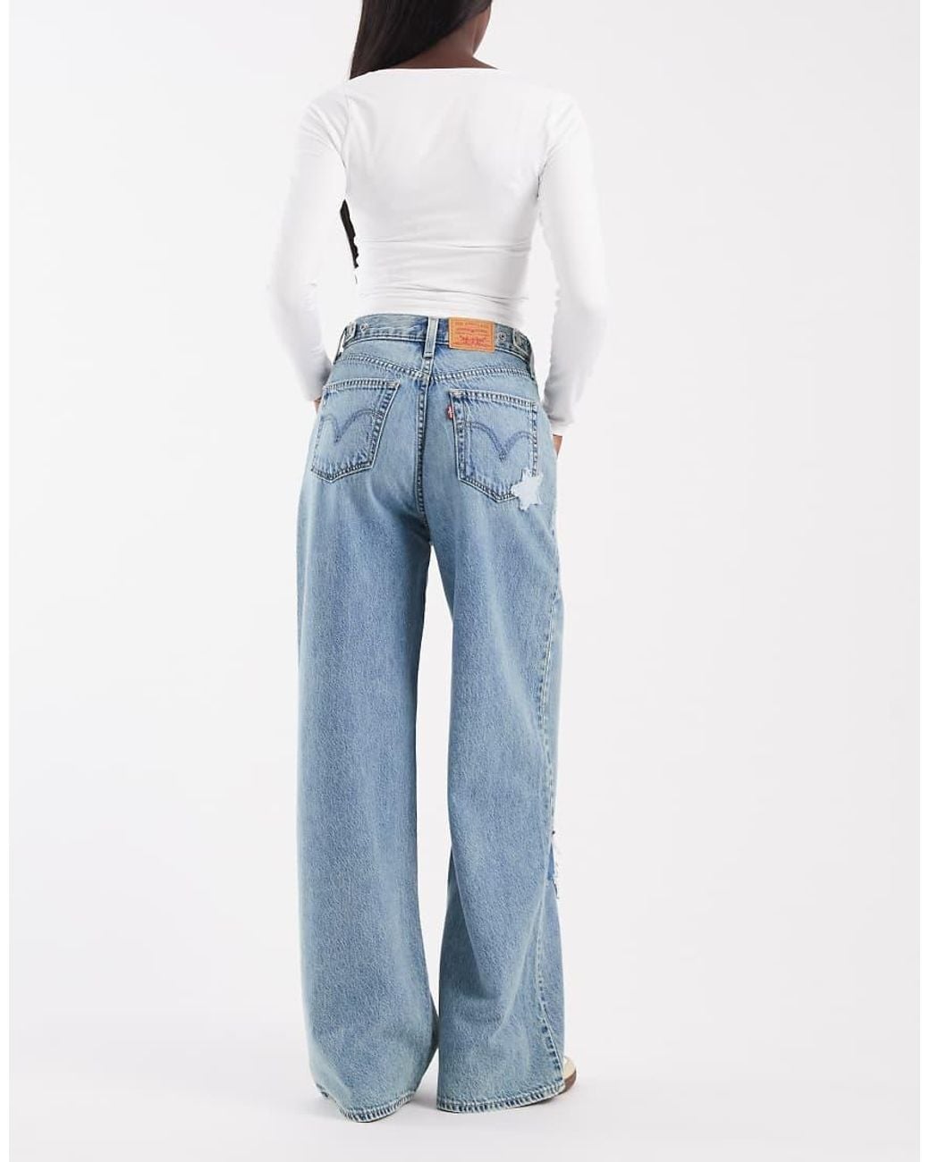 Levi's Blue Cinch Baggy Patchwork Denim Jeans