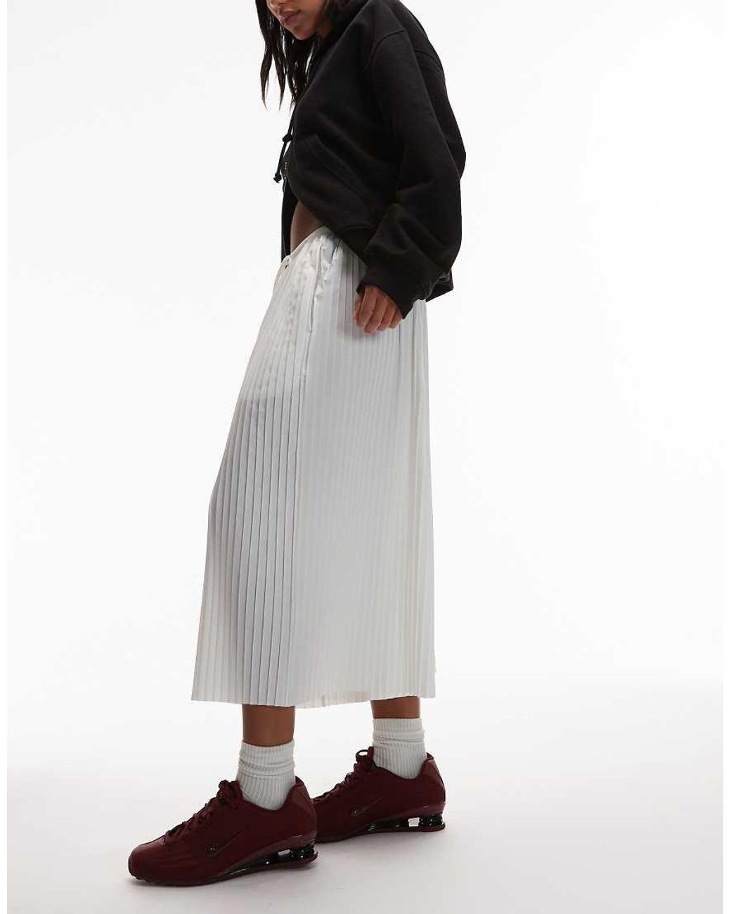 Nike White Mid Rise Pleated Culottes