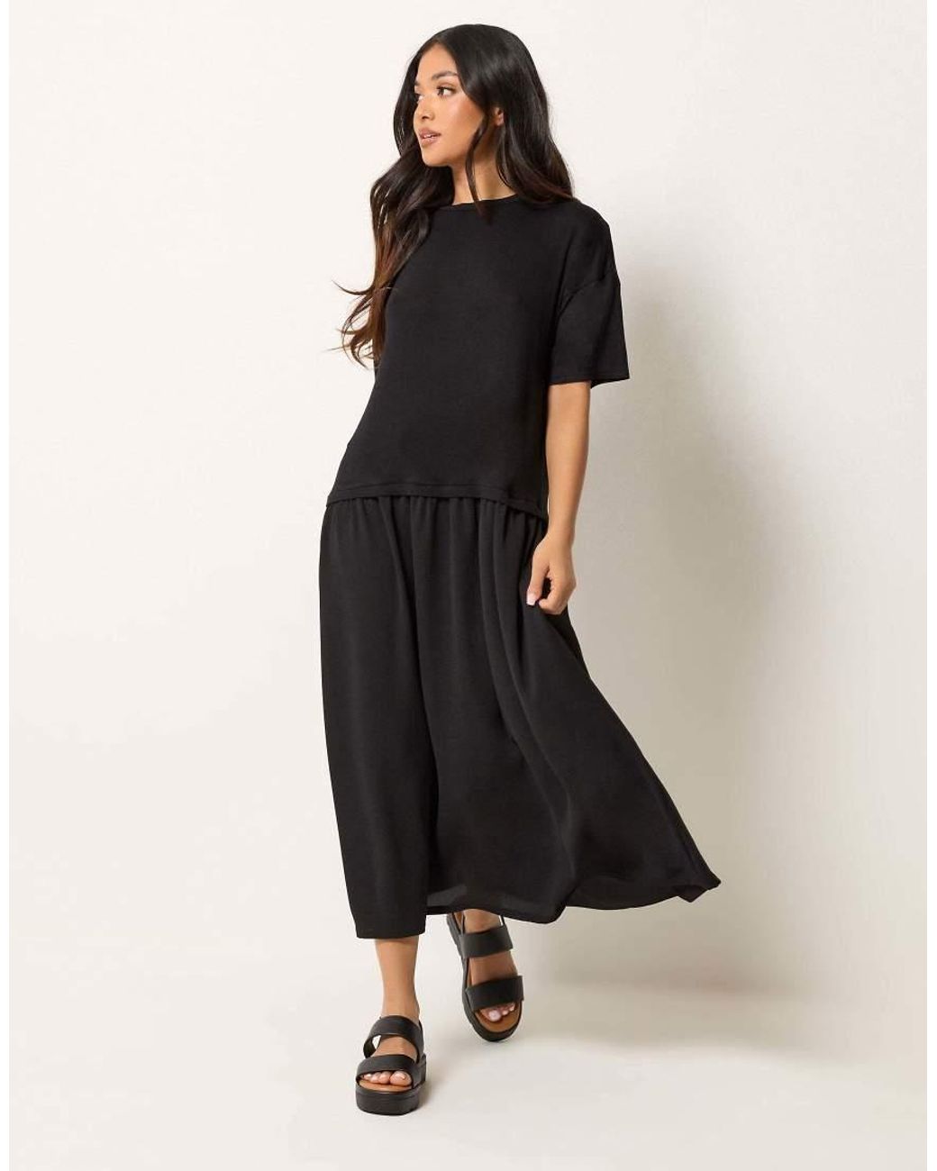 PixieGirl Black Petite Drop Waist Maxi Dress