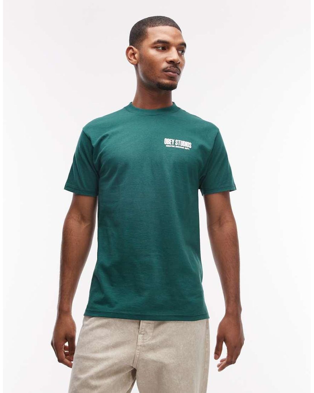 Obey Green Creative Services Graphic T-shirt With Back Print for men