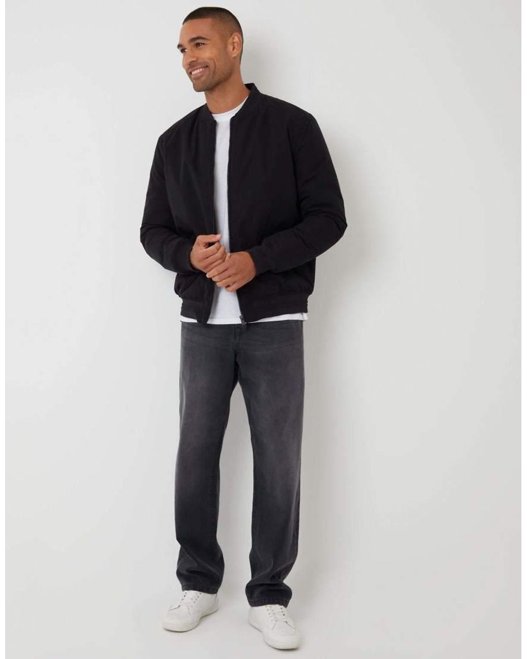 Threadbare Blue Padded Bomber Jacket for men