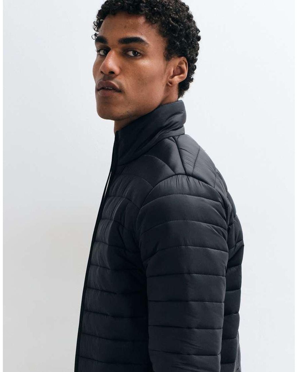 French Connection Blue Funnel Neck Lightweight Puffer Jacket for men
