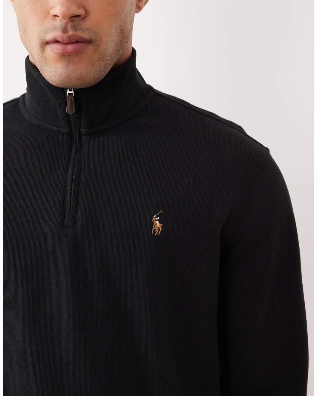 Polo Ralph Lauren Black Icon Half Zip Jumper for men