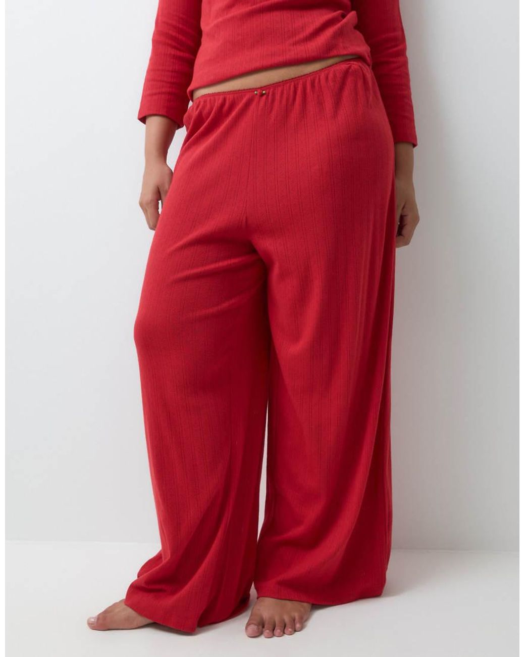 ASOS Red Asos Design Curve Lounge Pointelle Pyjama Trouser