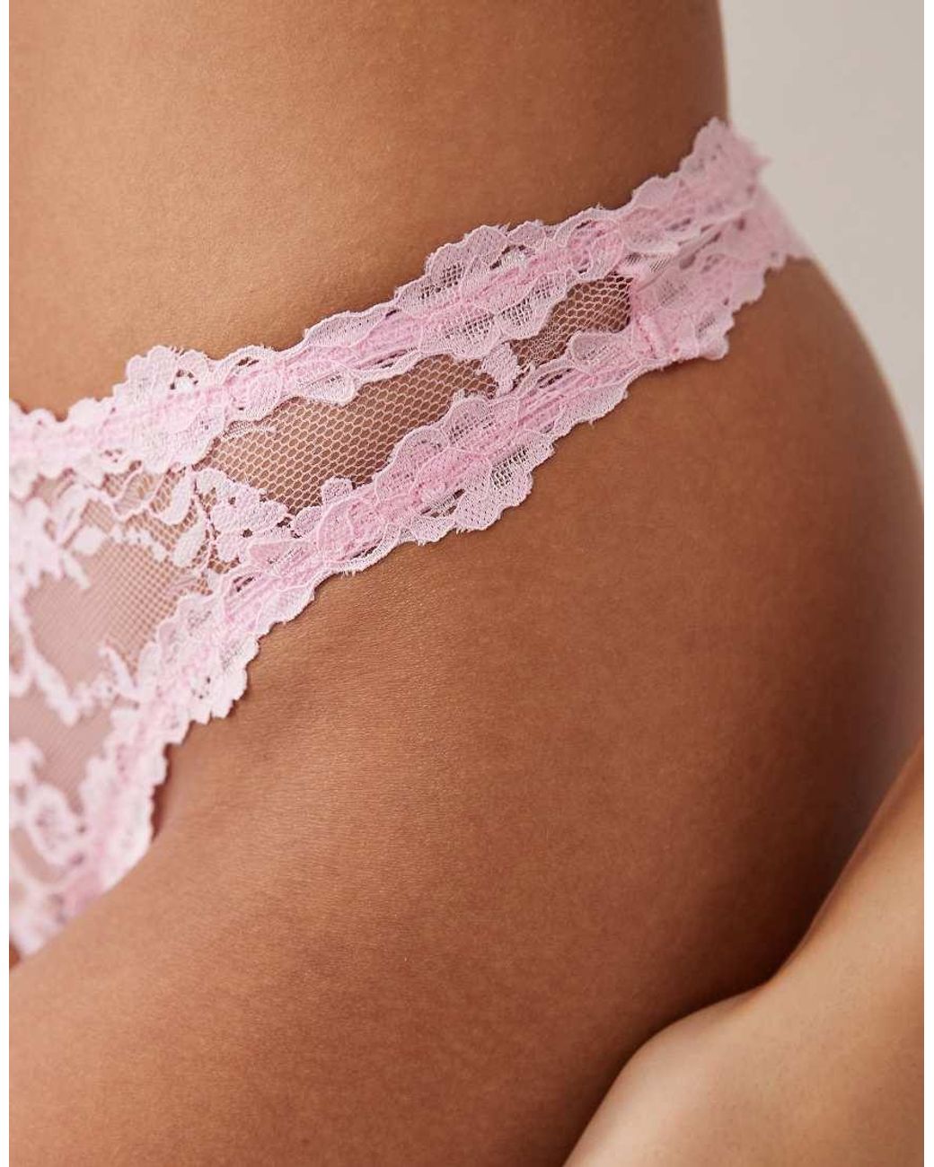 Boux Avenue Pink Briani Lace Trim Thong