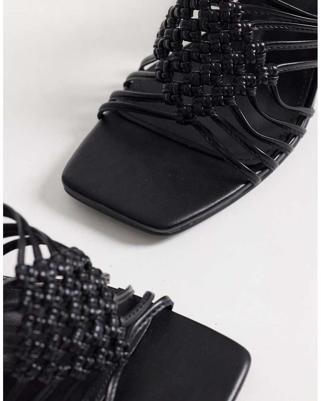 Public Desire White Woven Block Heeled Sandals