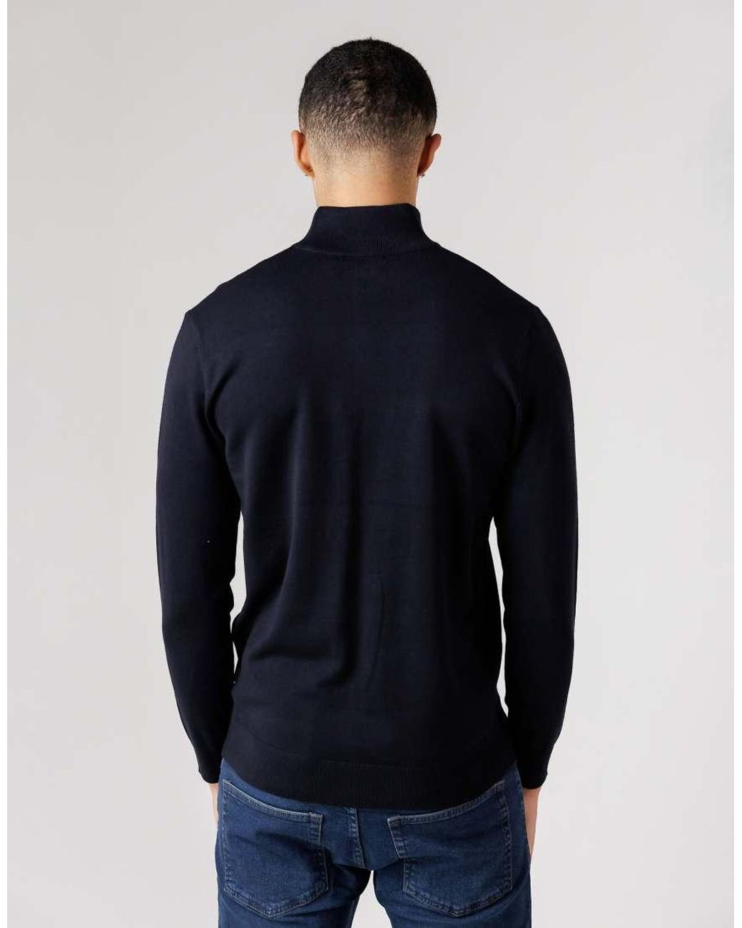 French Connection Blue 1/2 Zip Knitted Jumper for men
