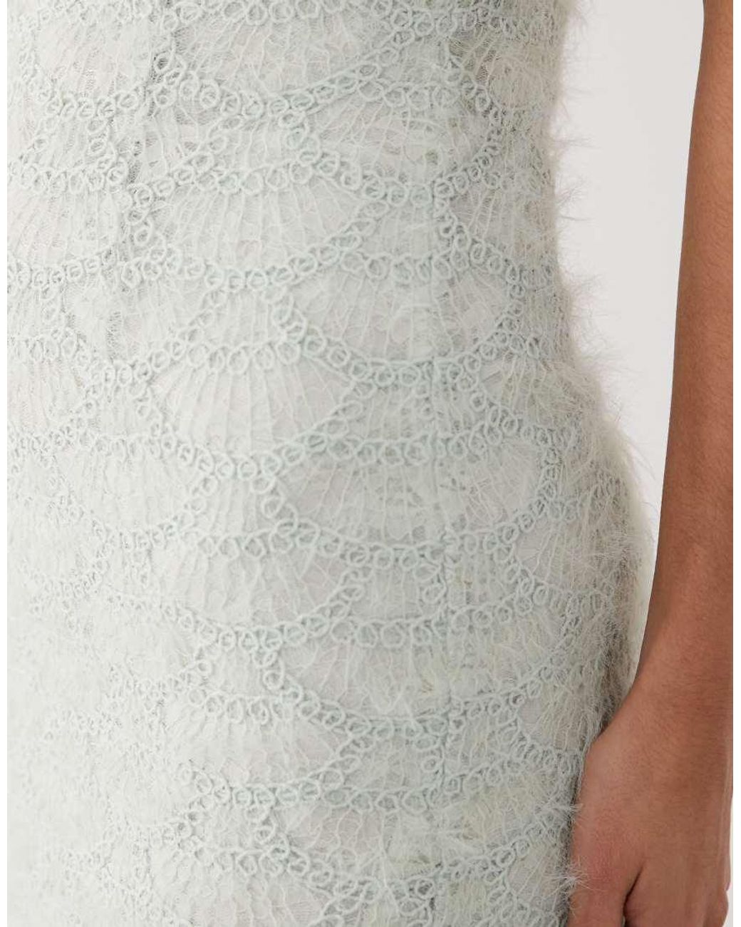 ASOS White Textured Midi Dress With Organza Detail