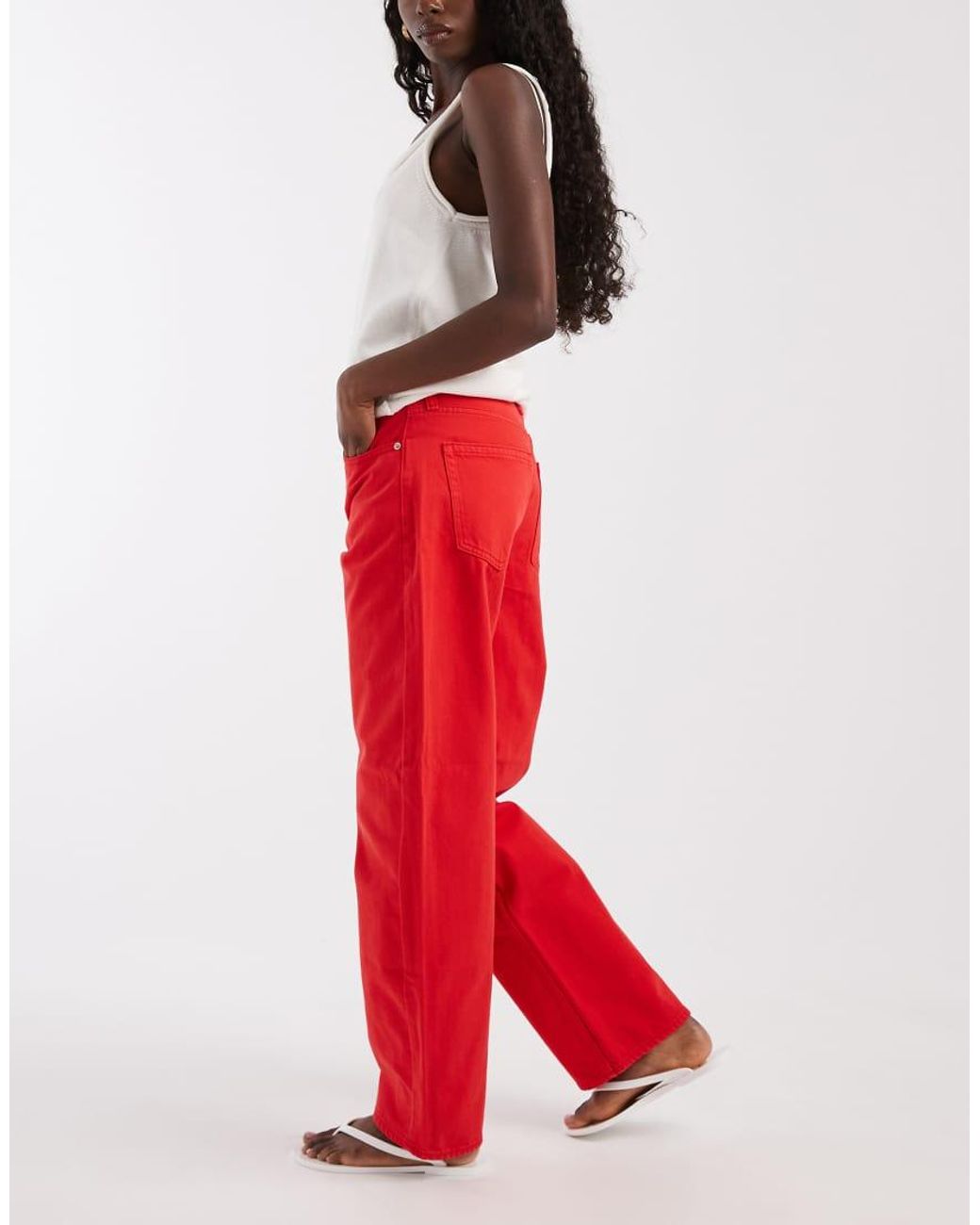 Gap Red Cotton Barrel Leg Jeans