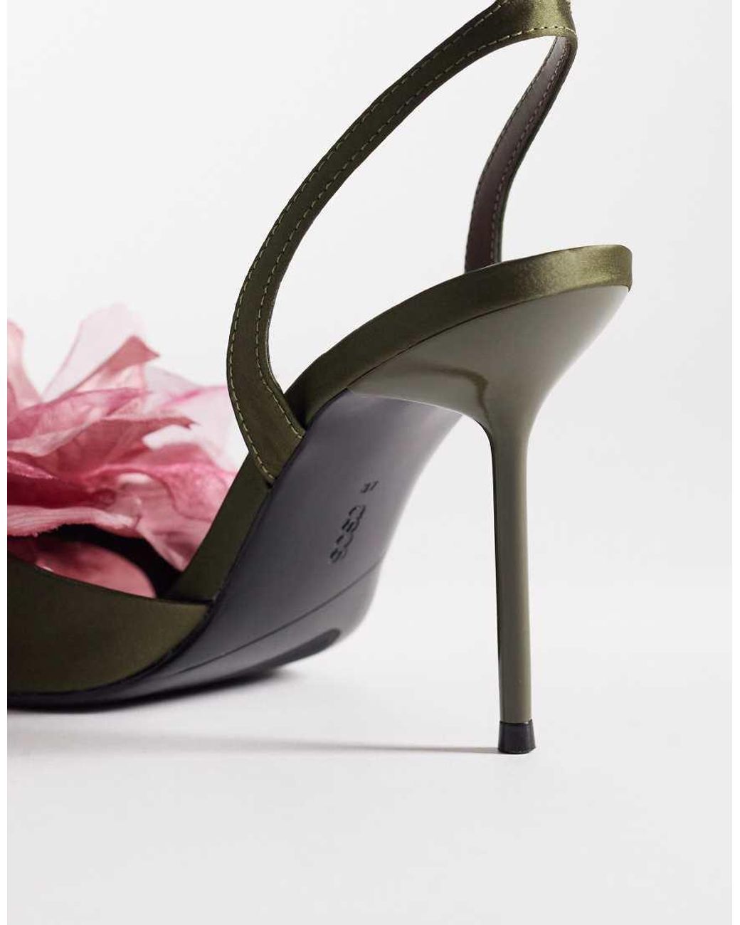 ASOS Pink Nigella Oversized Flower Detailing Tie Leg High Heel Sandals
