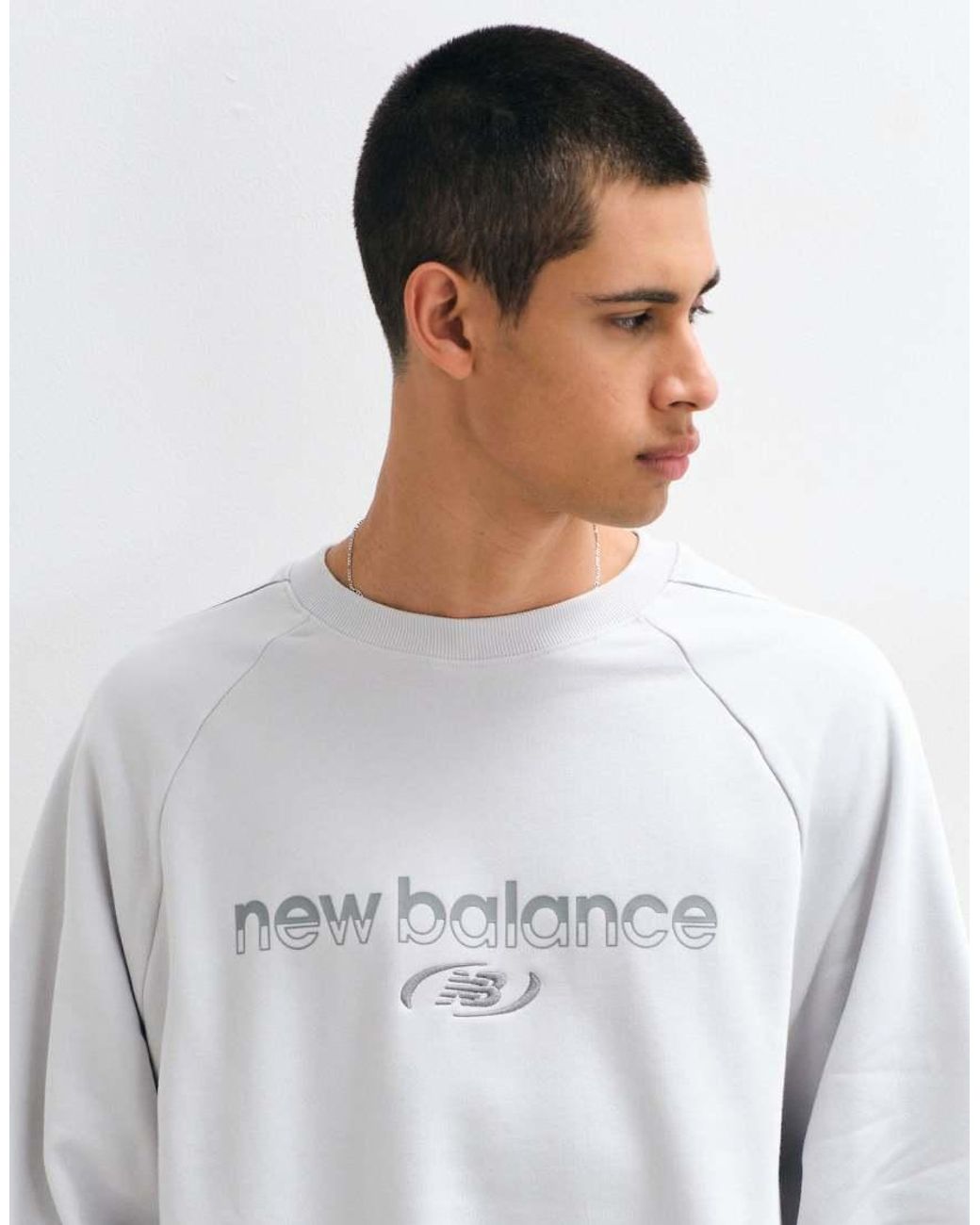 New Balance Gray Trackside French Terry Crew for men