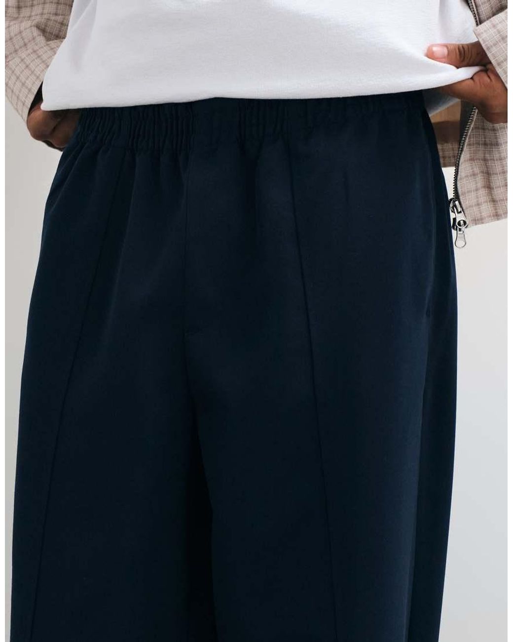 ASOS White Tailored Pull On Oversized Tapered Trousers for men