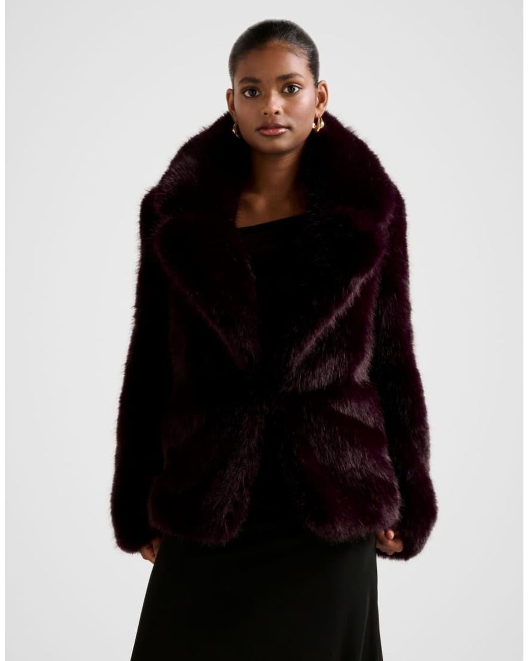 Forever New Black Faux Fur Coat