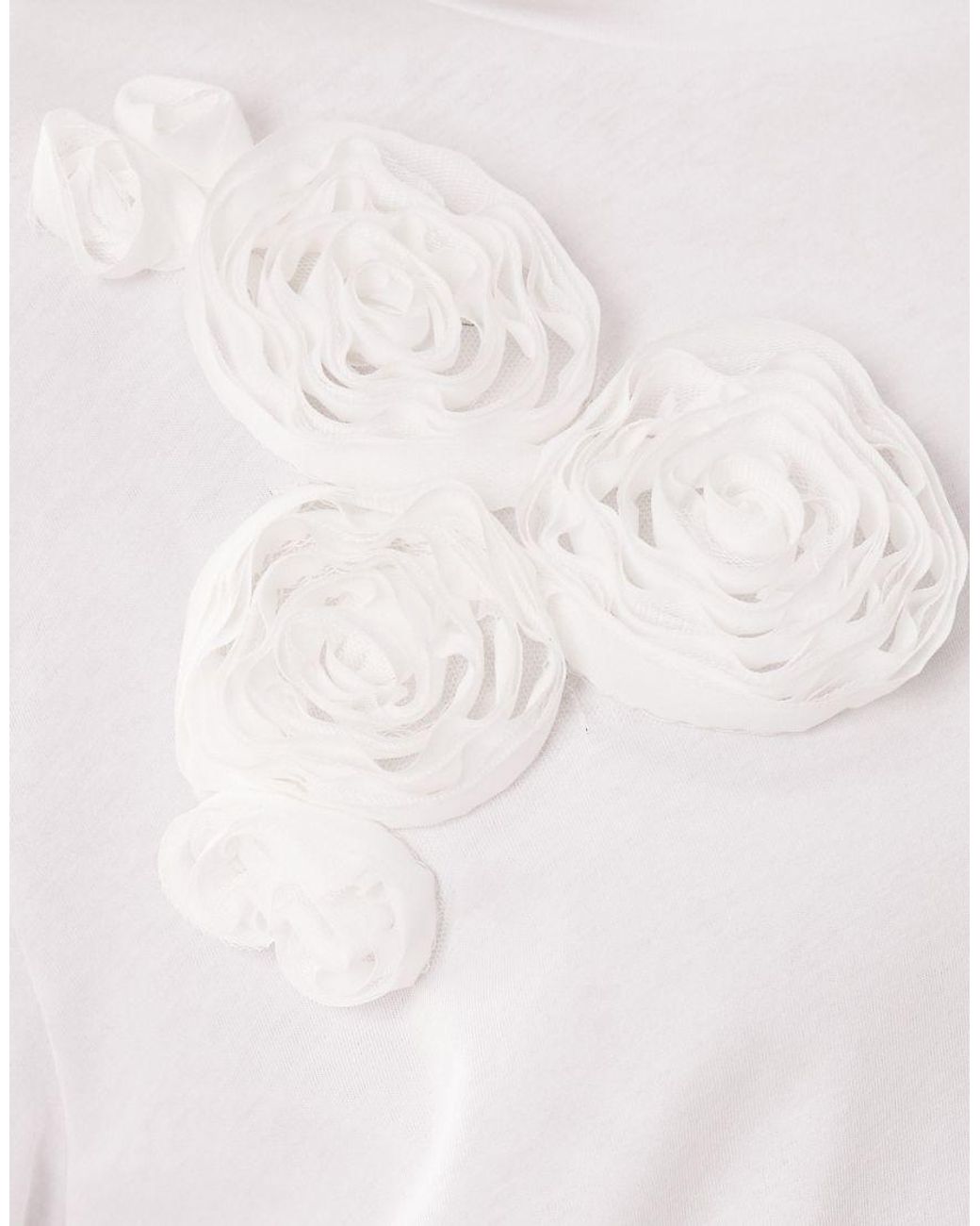 ASOS White Oversized Short Sleeve Corsage Detail Top