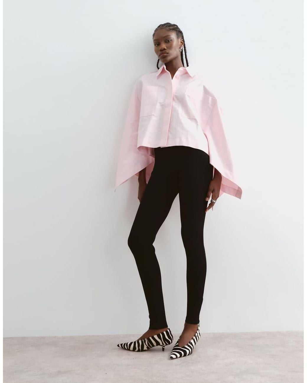 ARRANGE Pink Oversized Cape Square Cut Cotton Shirt