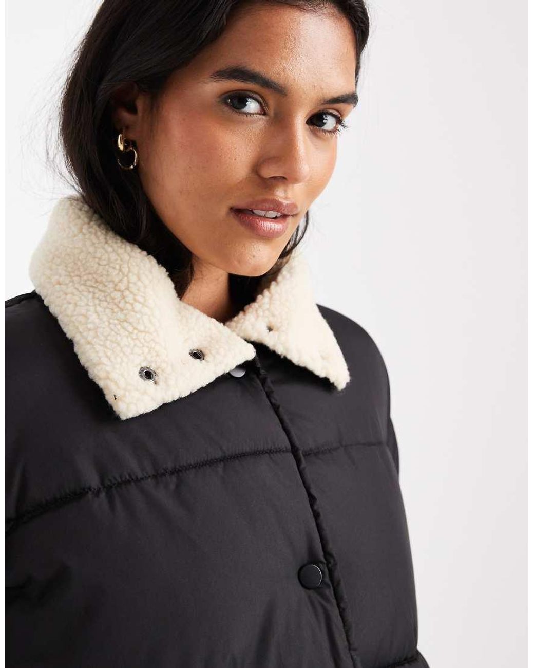 ONLY Black Borg Collar Detail Padded Jacket