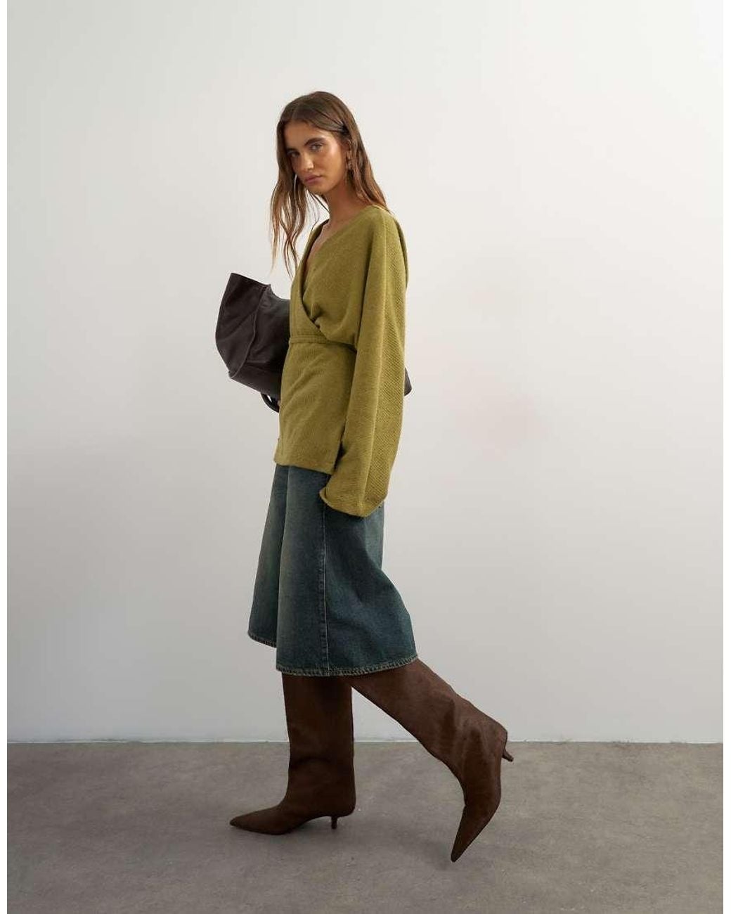 TOPSHOP Green Supersoft Wrap Detail Top Co-ord
