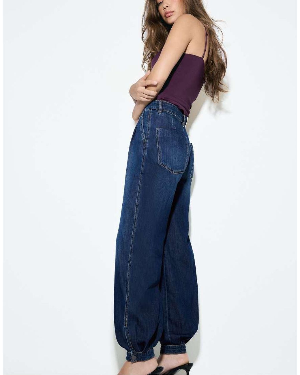 Stradivarius Blue 100% Cotton Sarouel Jeans