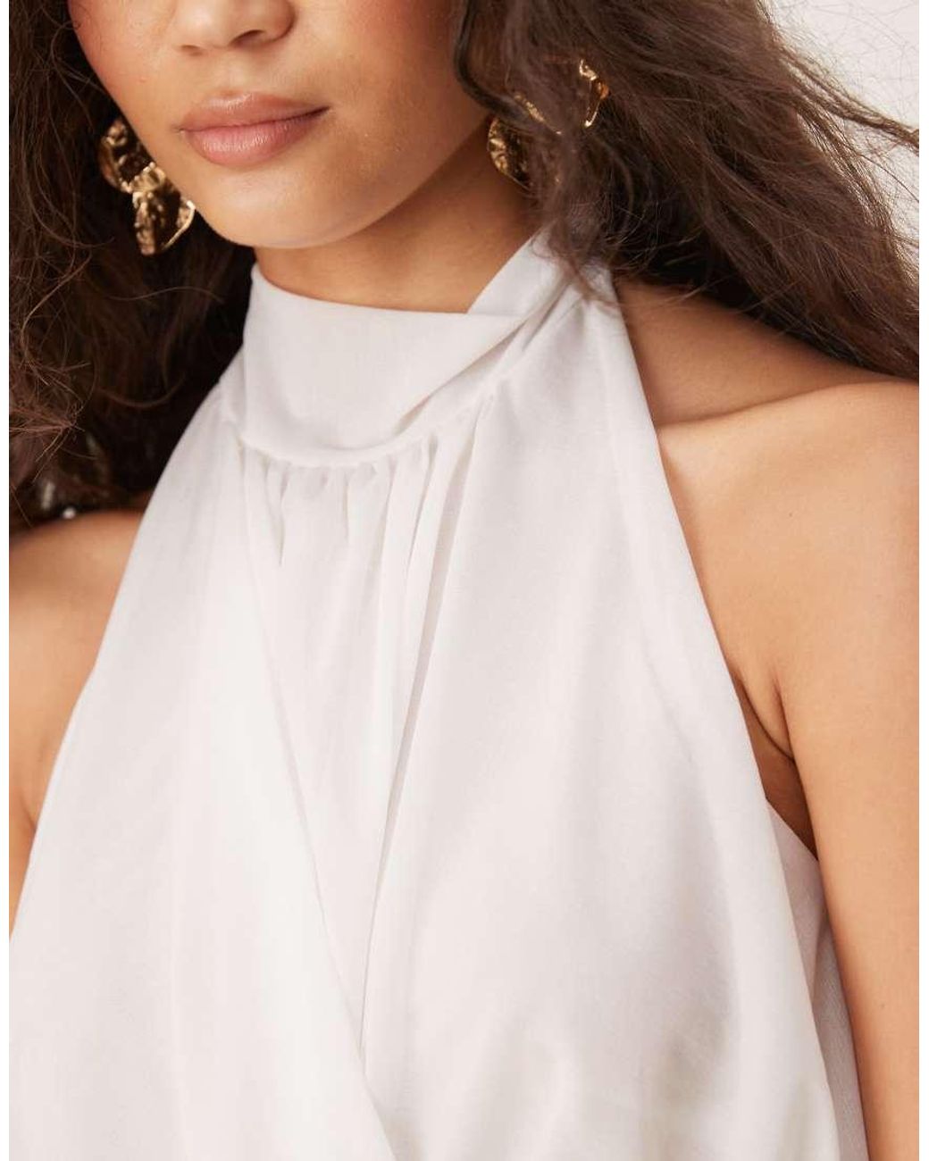 ASOS Blue Drape Halter Neck Top