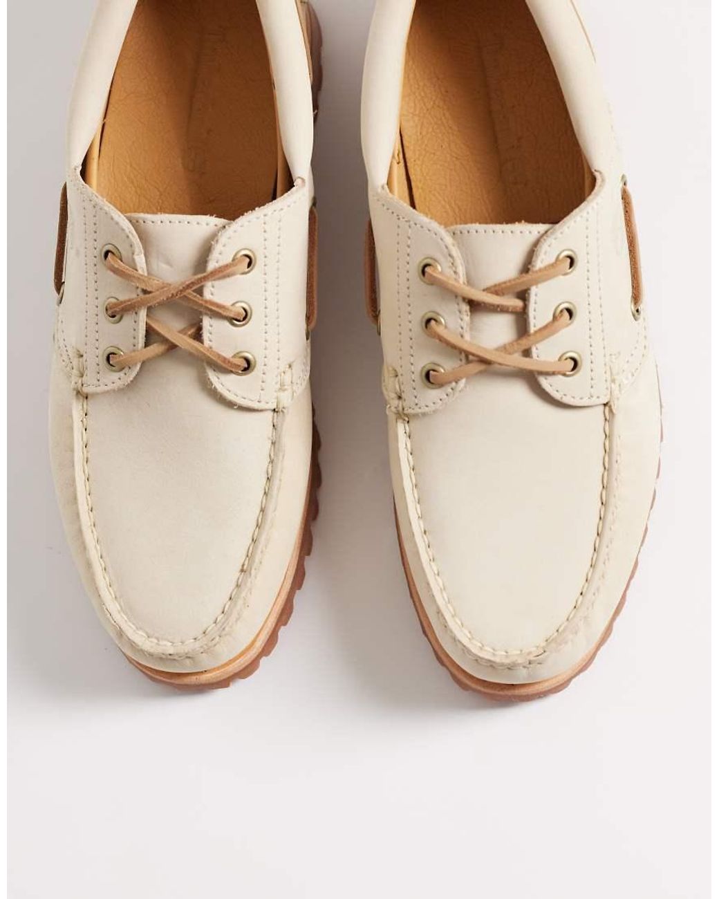 Timberland White Authentic 3 Eye Boat Shoe for men