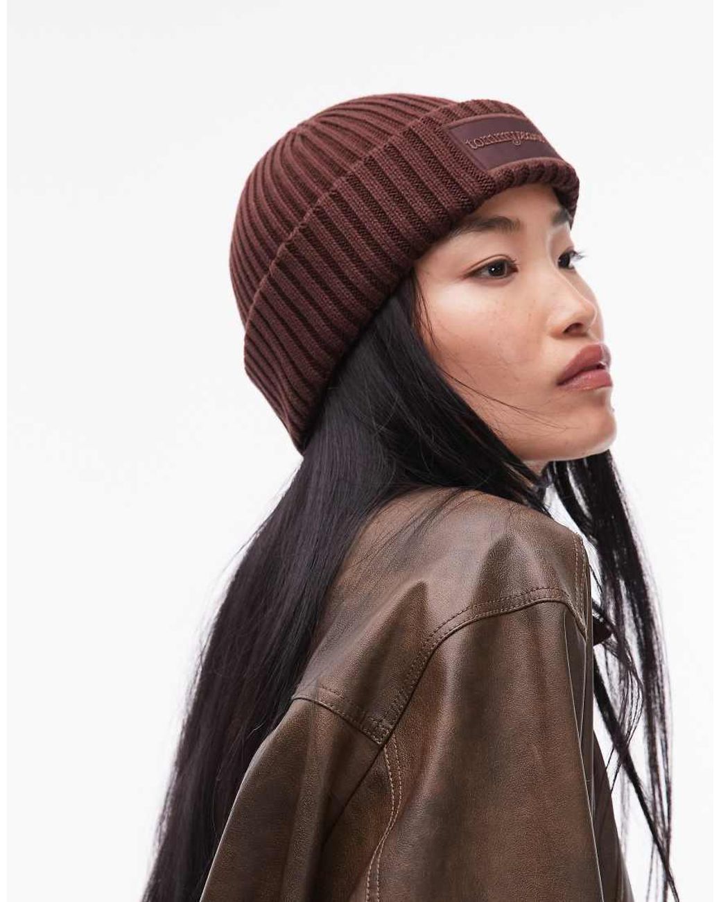 Tommy Hilfiger Brown Thick Rib Beanie