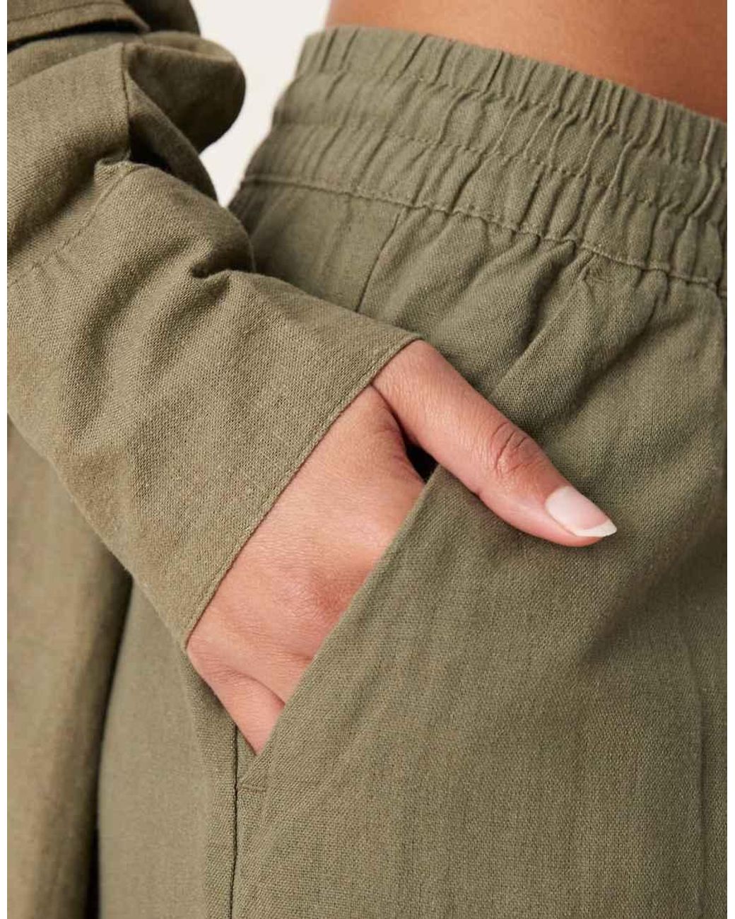 Jdy Natural Wide Leg Linen Blend Pants