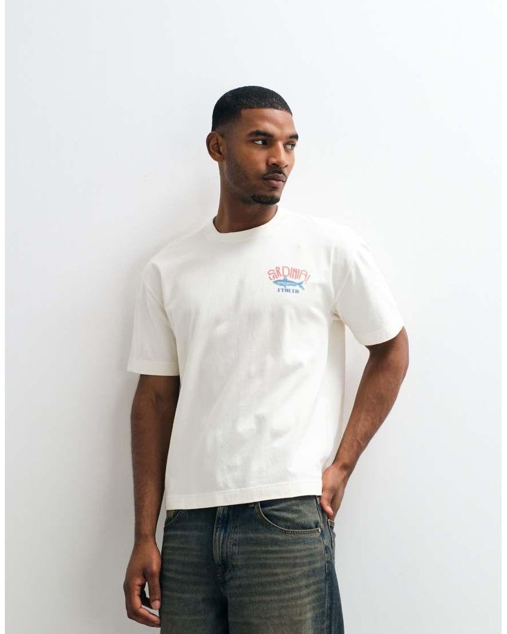 Hollister White Sardinia Back Graphic Boxy T-shirt for men