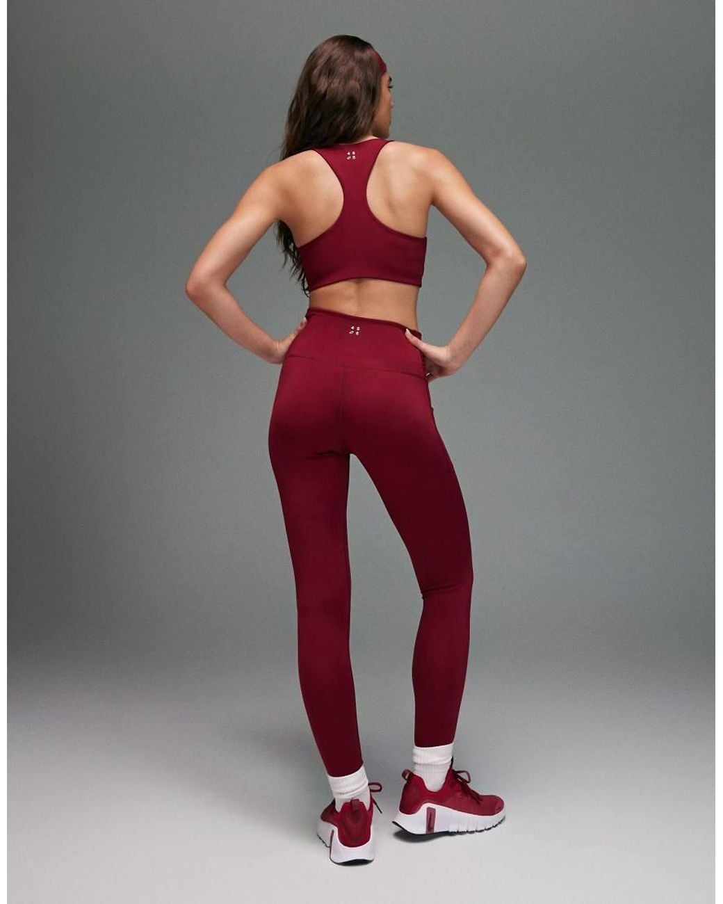 4505 Red Active Waist Snatching High Rise Gym Legging