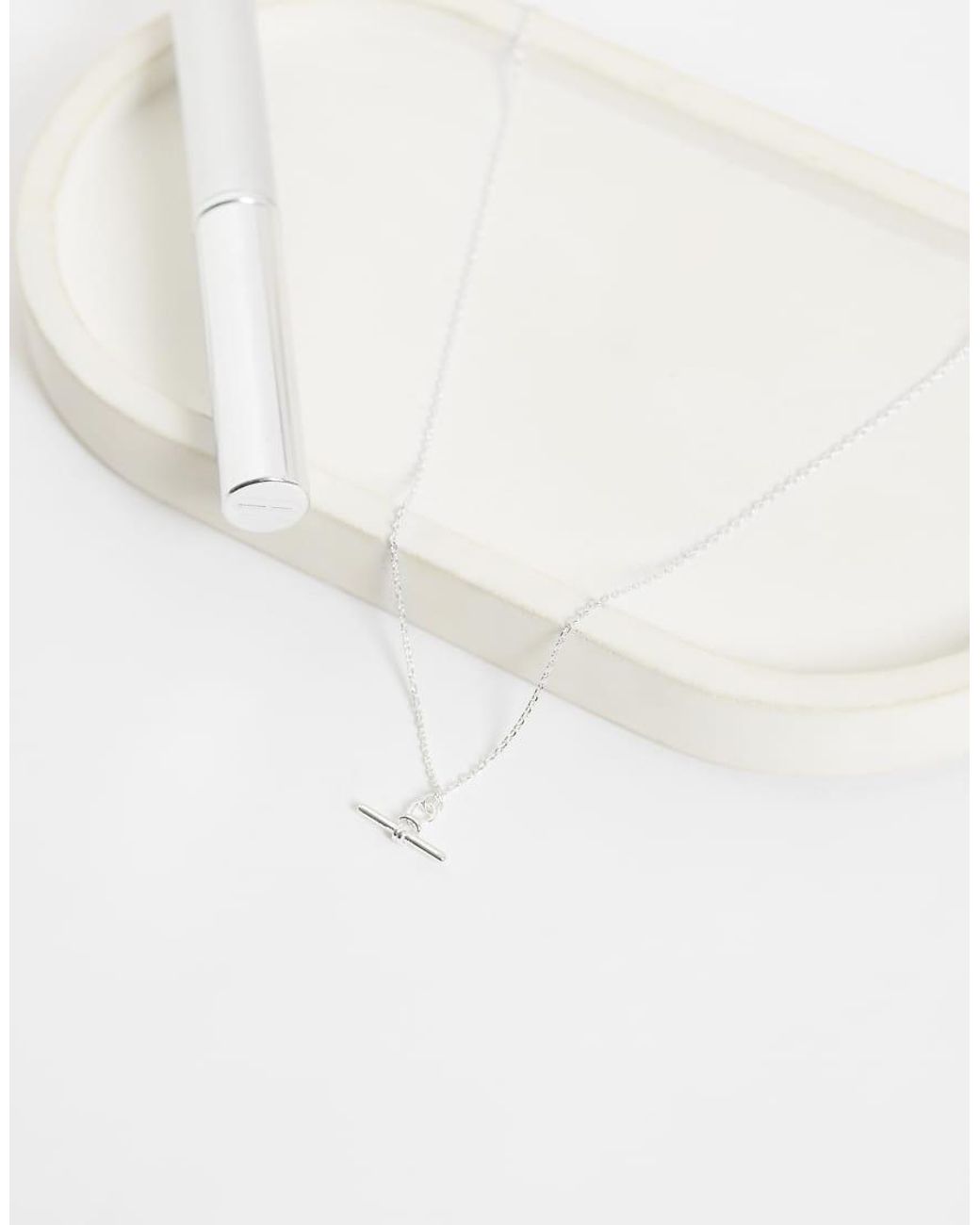 Orelia White Dainty T-bar Knot Necklace