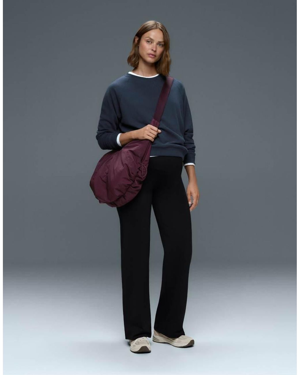 Oysho Black Maternity Comfortlux Straight-Leg Trousers