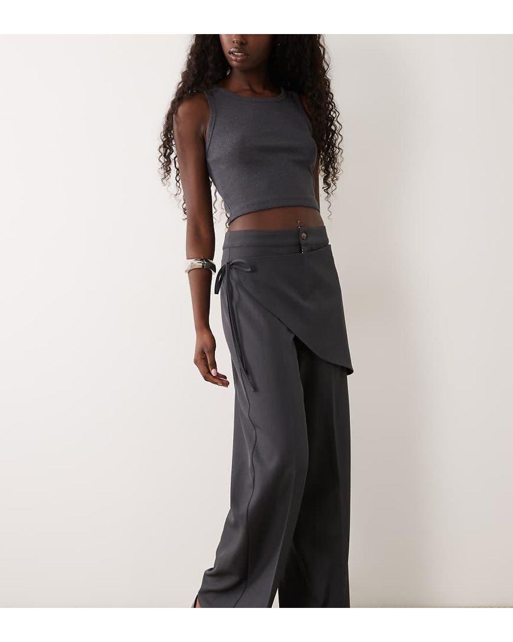 The Frolic Black Wrap Front Tie Straight Leg Trouser