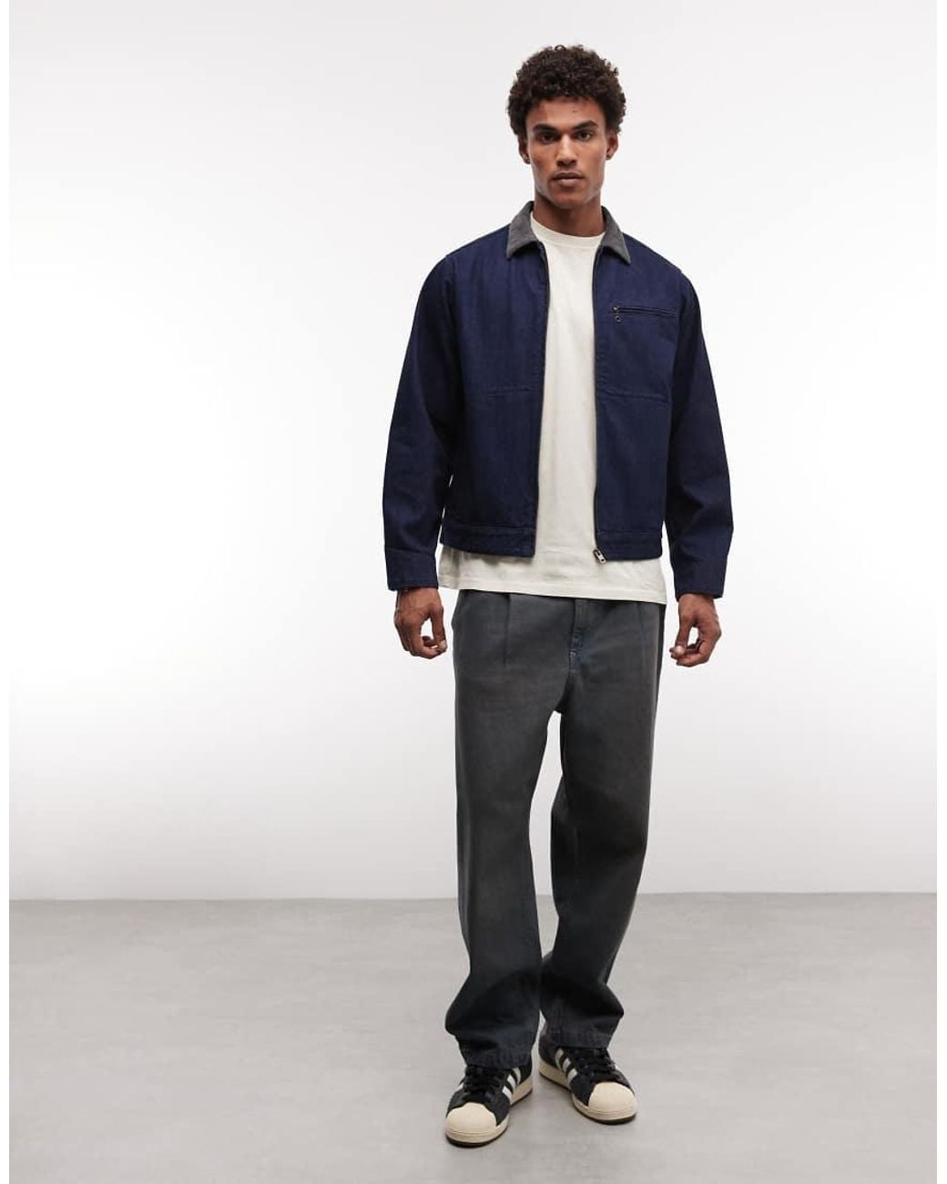 Gramicci Blue Denim Trucker Jacket With Contrast Collar for men