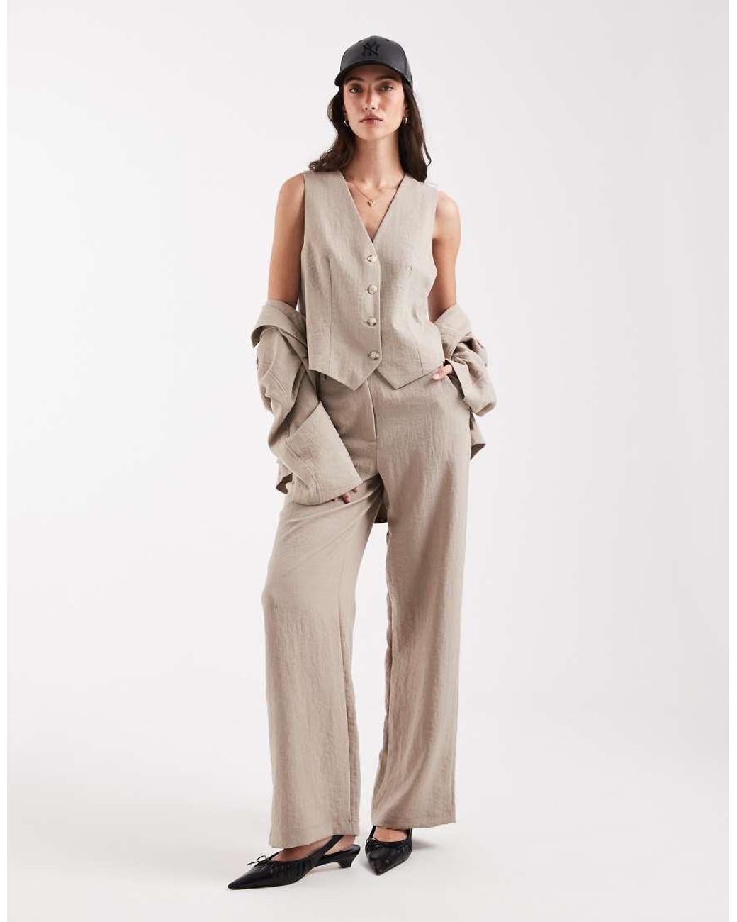 Object Natural Mix & Match Tailoried Waistcoat Co-ord