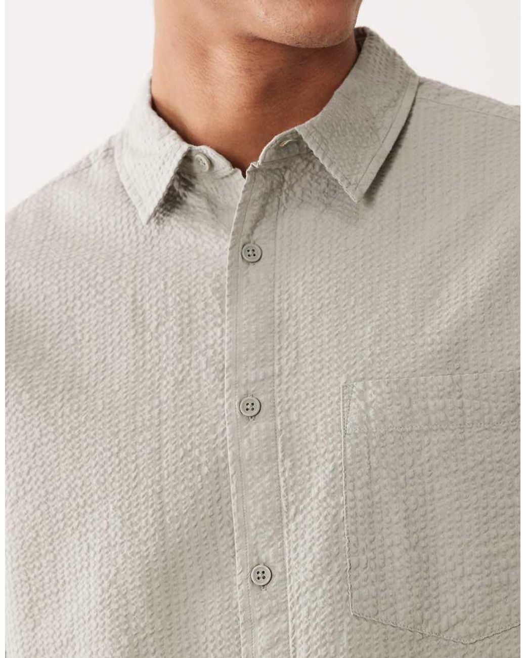 ASOS Gray Relaxed Seersucker Shirt for men