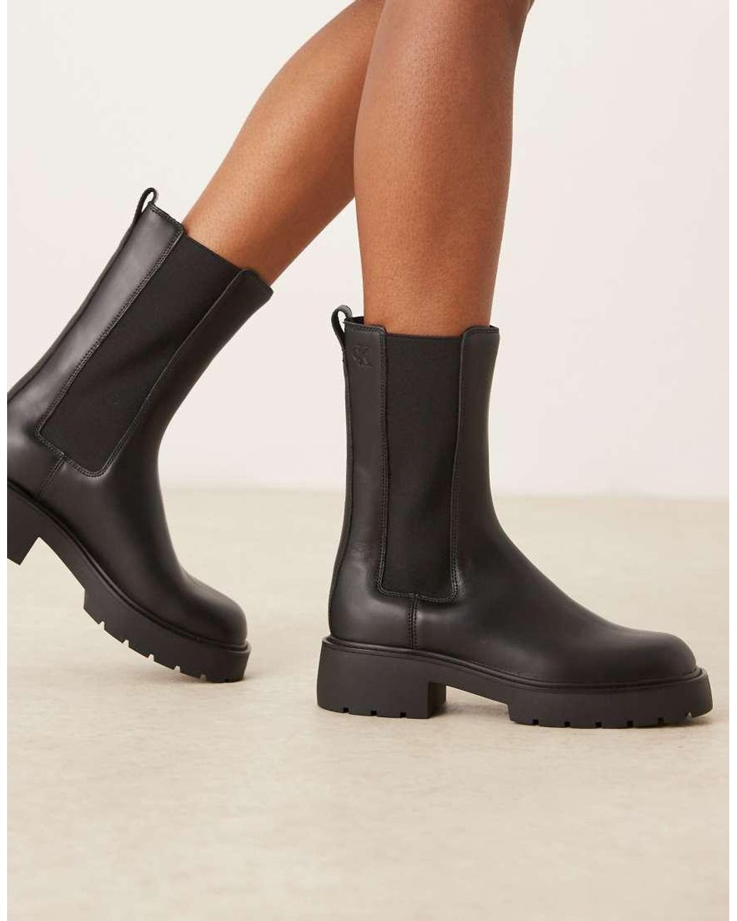 Calvin Klein Black High Chunky Chelsea Boots