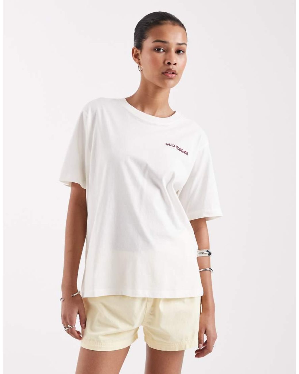 JJXX White Oversized T-shirt With Floral Print