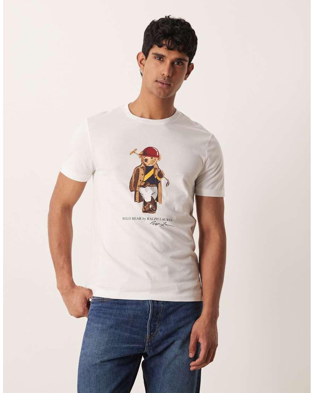 Polo Ralph Lauren White Chest Print Society Polo Bear T-shirt for men