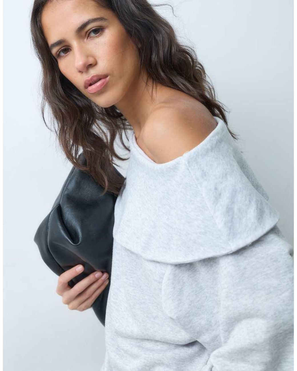 ASOS Blue Fold Over Dropped Shoulder Sweatshirt