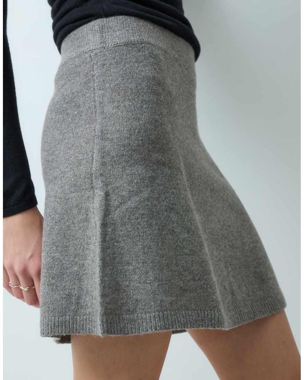 Vila Black High Waist Knitted Mini Skirt Co-ord
