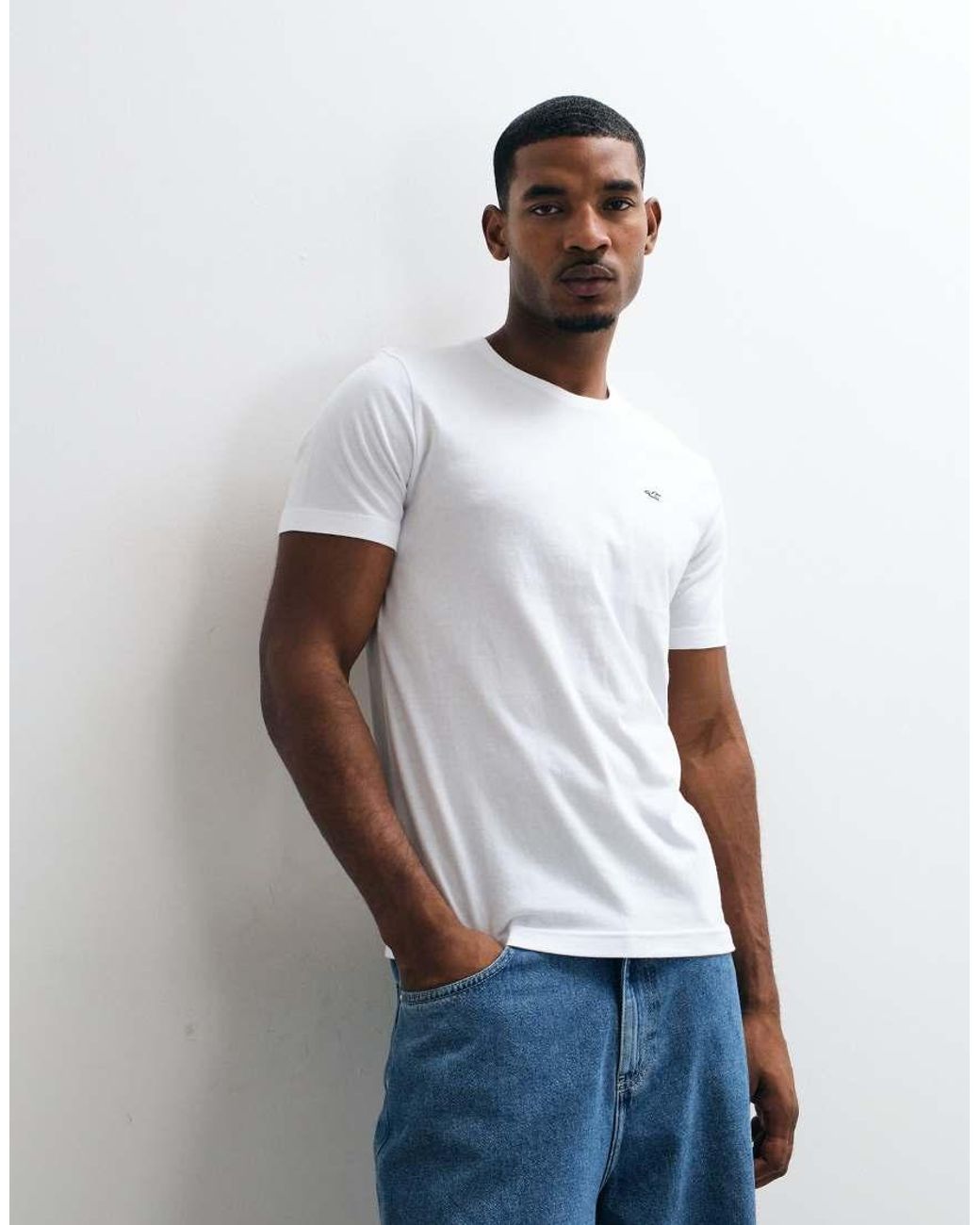 Hollister White Slim Fit T-shirt for men