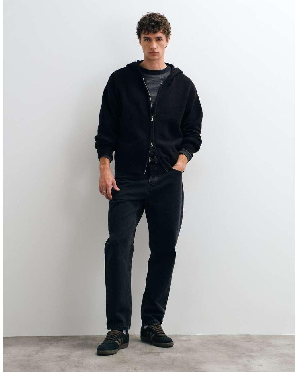 Jack & Jones Blue Knit Zip Up Hoodie for men