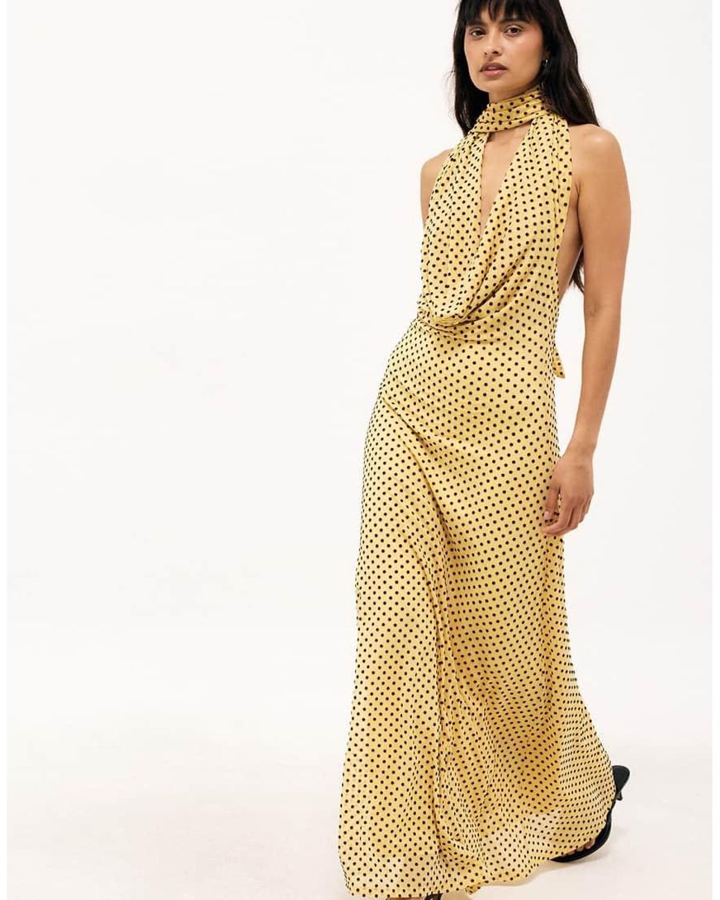 NA-KD Yellow Halterneck Maxi Dress