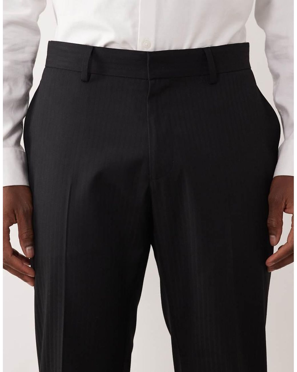 ASOS Black Slim Suit Trouser With Tonal Micro Checkerboard Weave for men