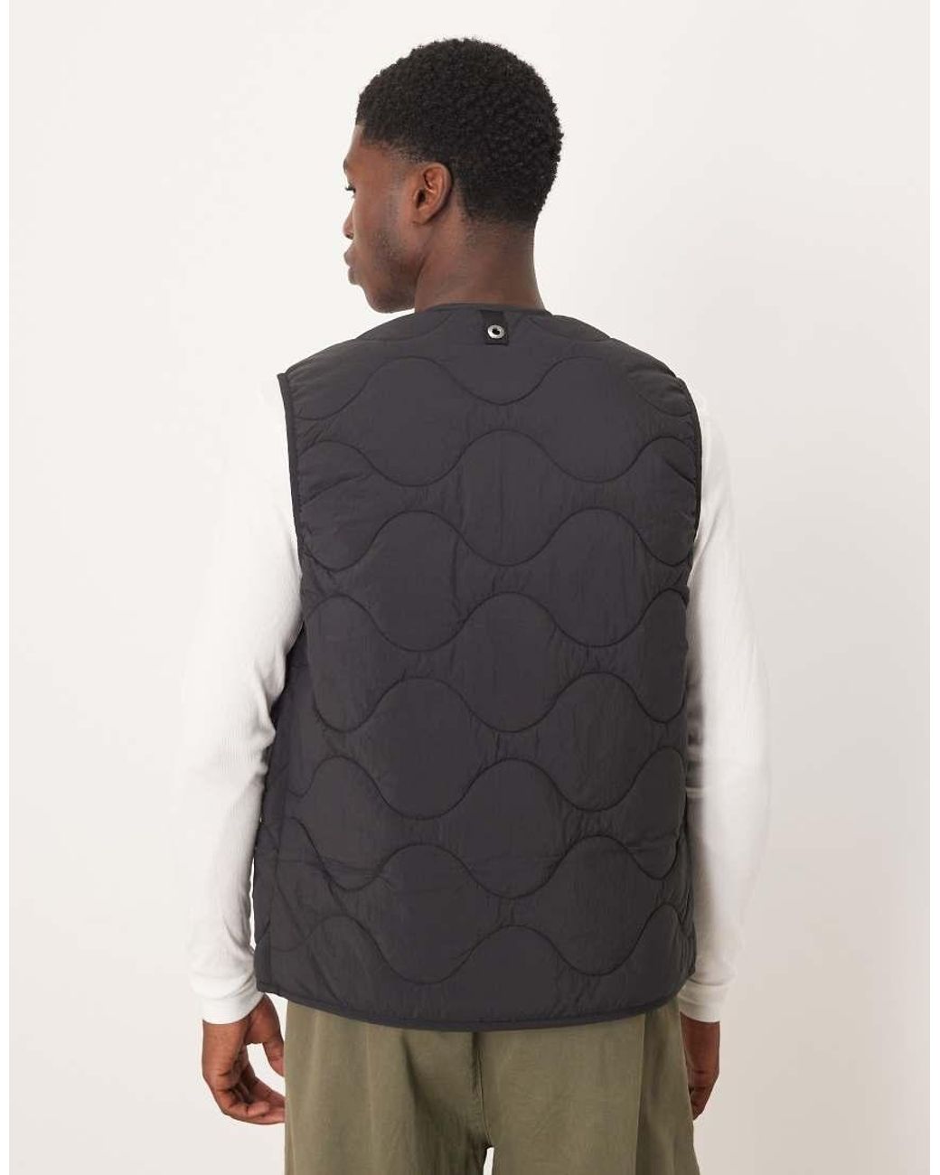 ARKET White Quilted Gilet With Zip Front for men