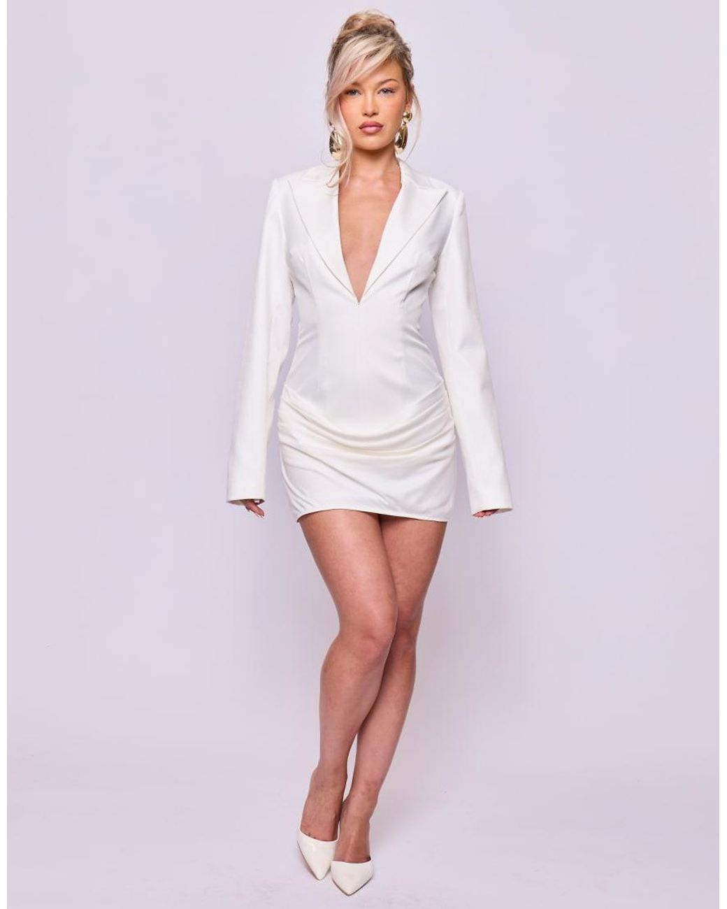 Missy Empire White Blazer Dress