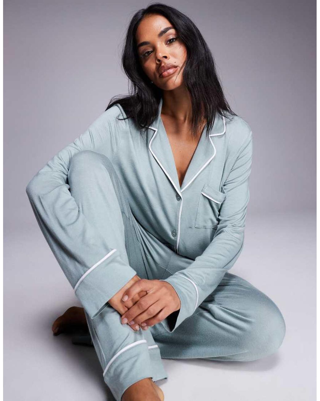 DKNY Blue Top And Pant Pyjama Set